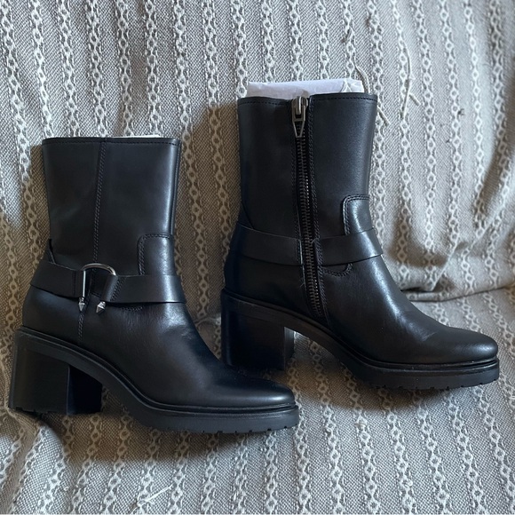 Camros Black Leather Mid-Calf Moto Boots size 8.5 - Picture 5 of 7